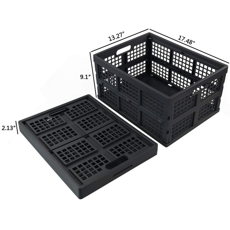 Ggbin 34 Liter Folding Plastic Containers, Grey Plastic Crate, 2 Packs - Image 2